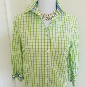 🌺 J. McLaughlin gingham button down shirt